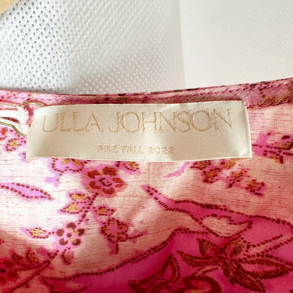 Ulla Johnson Leiko Ruffled Tiered Floral Print Poplin Mini Dress Camellia Size 0 - Picture 3 of 11